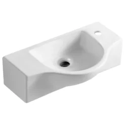 Alfi Trade ALFI Brand ABC114 White 18" Small Wall Mounted Ceramic Sink With Faucet Hole