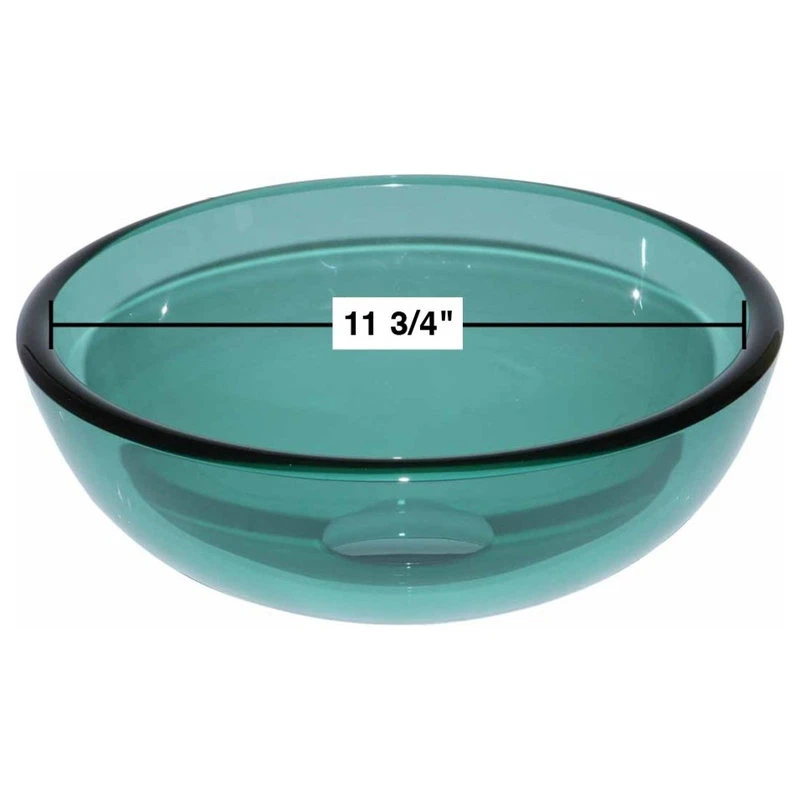 Renovators Supply Manufacturing Tempered Glass Vessel Sink With Drain, Green Mini Glass Round Bowl Sink - Image 5