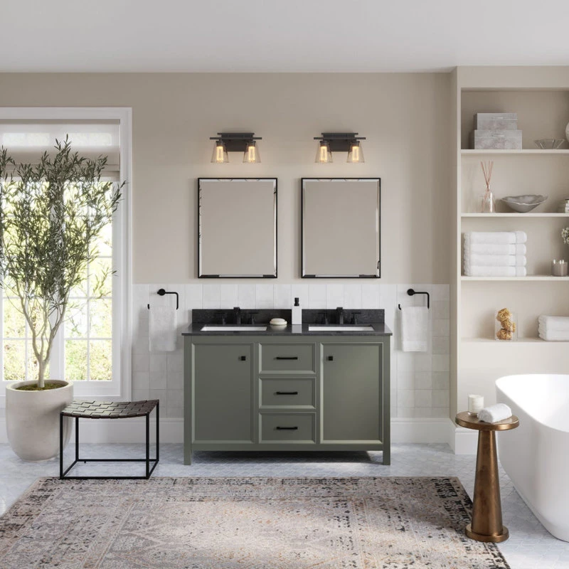 MOD Woodruff Bath Vanity, Double Sink, 54", Pewter Green, Freestanding