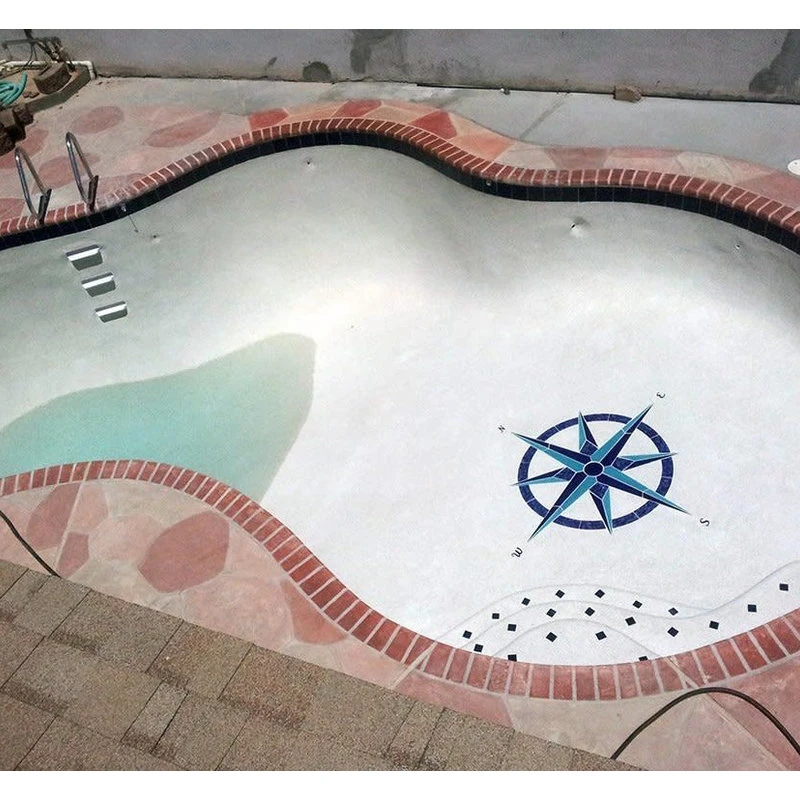 Blue Water Pool Mosaics Compass 1 Ceramic Swimming Pool Mosaic 36"x36", Blue - Image 4