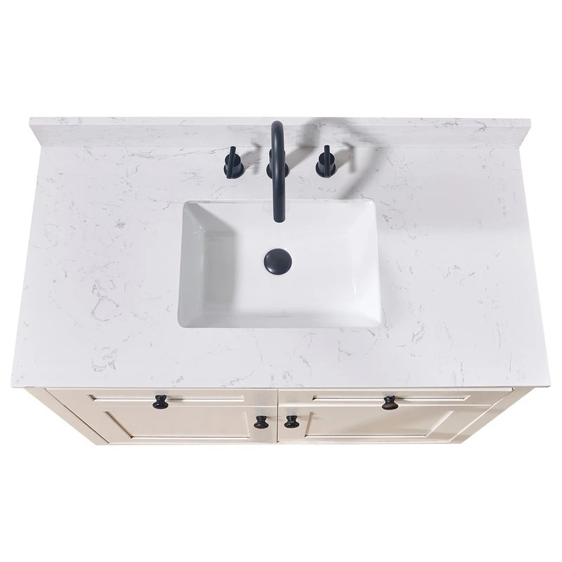 Altair Trento Engineered Stone Vanity Top In Aosta White With White Sink, 43" - Image 5