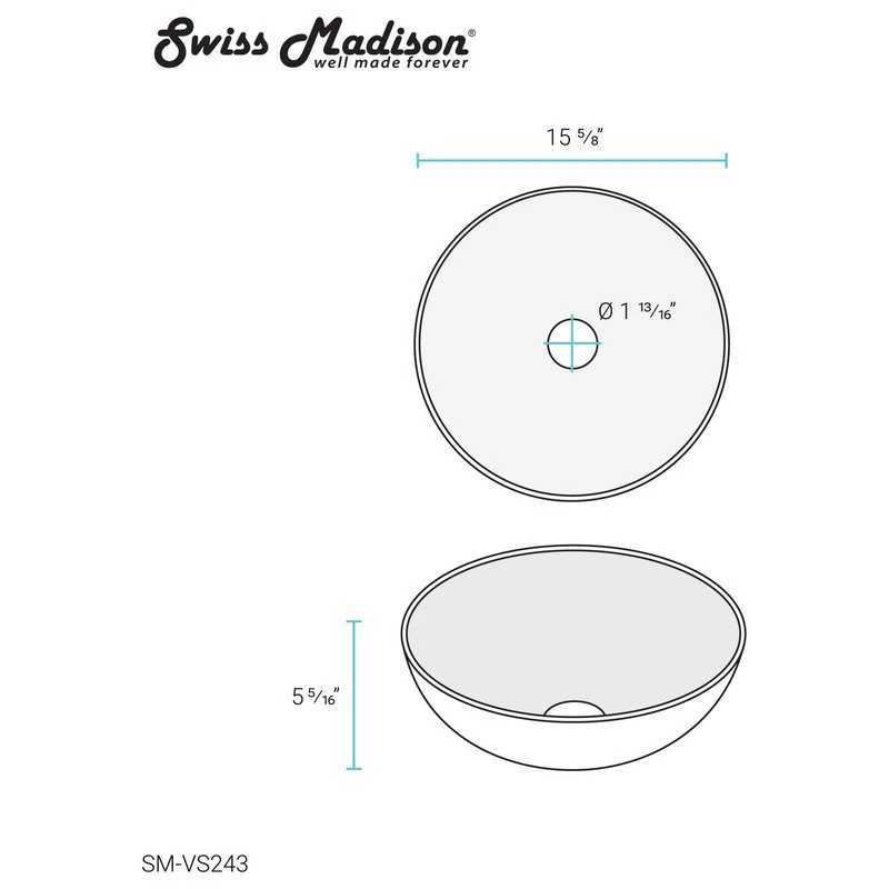 Swiss Madison Classe 16" Color Ceramic Sink In Matte Grey - Image 12