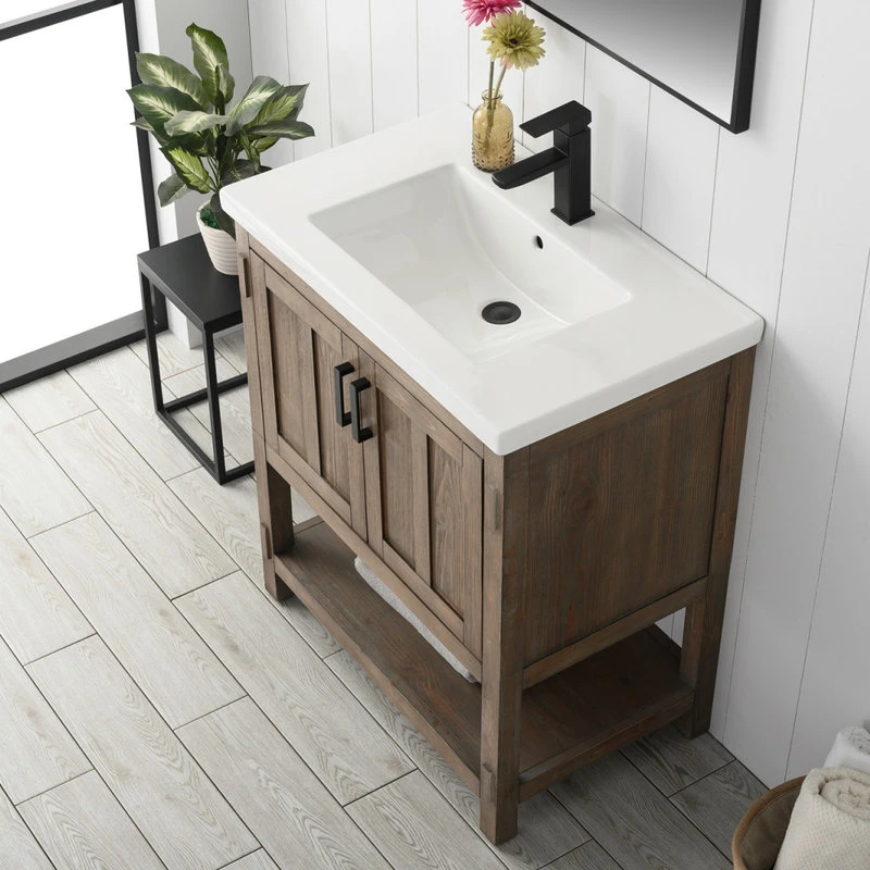 Urban Furnishing Harvey Farmhouse Bathroom Sink Vanity Brown Spruce, 30" - Image 5