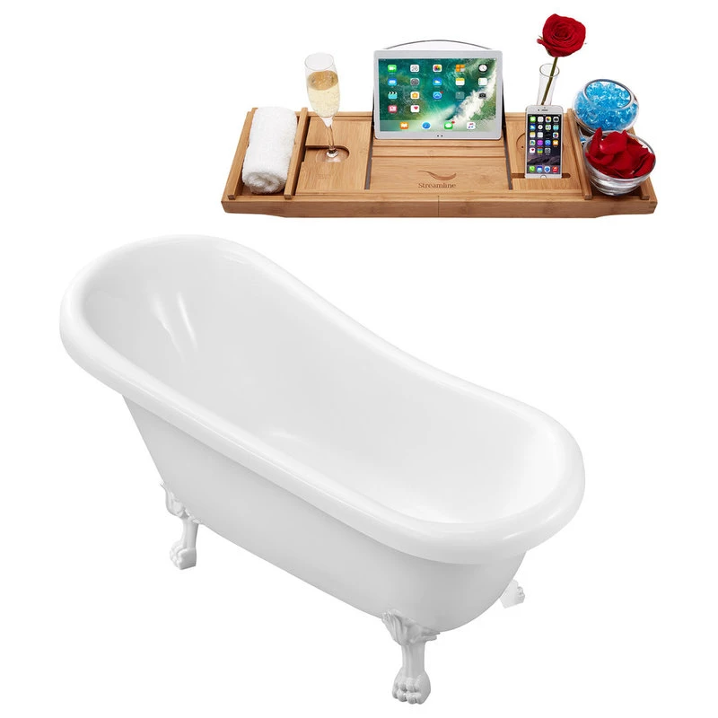 Streamline 61" Soaking Clawfoot Tub With Internal Drain, White - Image 2
