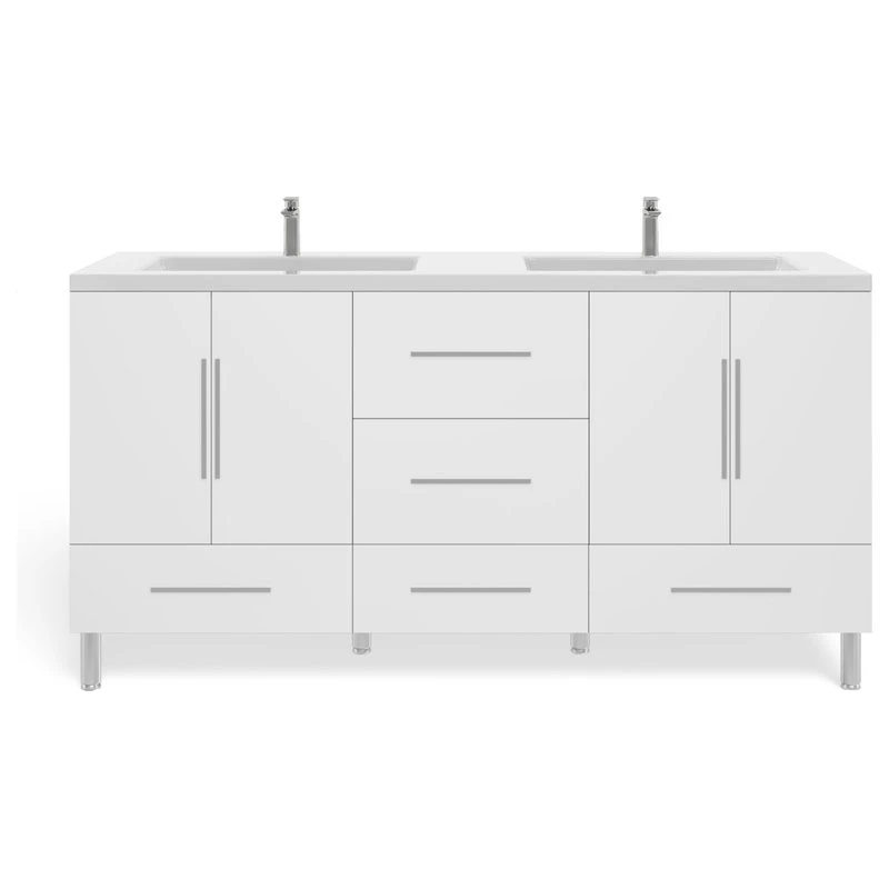MOD The Mendocino Bathroom Vanity, White, 67", Double Sink, Freestanding - Image 9