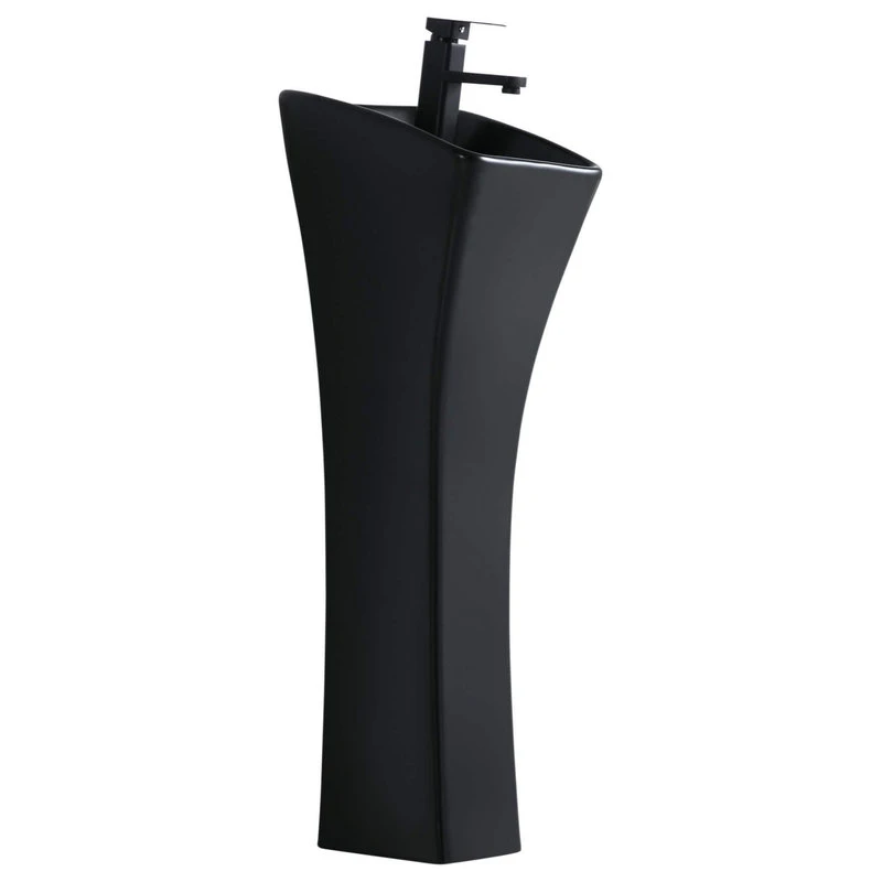 Fine Fixtures Vitreous China 12" Pedestal Bathroom Sink With Overflow, Black - Image 3