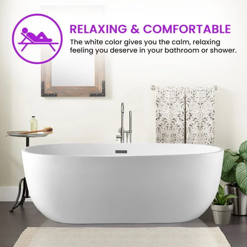 Vanity Art LLC Vanity Art 67" Freestanding Acrylic Soaking Bathtub - Image 4