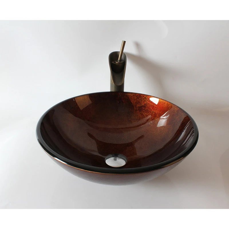 Arsumo Glass Round Vessel Bathroom Sink With Faucet - Image 3