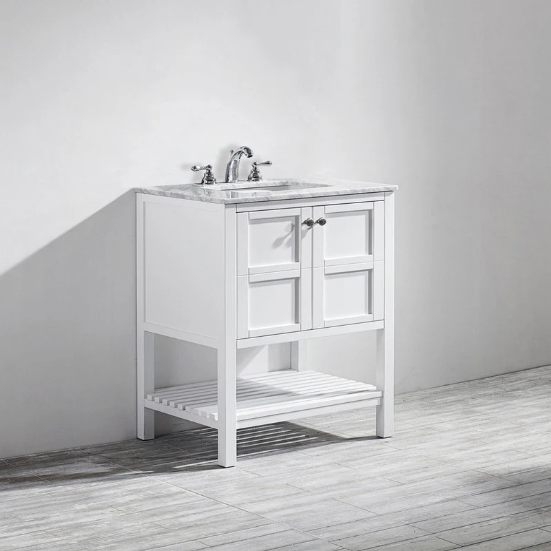 Vinnova Florence 30" Single Vanity Carrara Marble, White, Without Mirror - Image 4