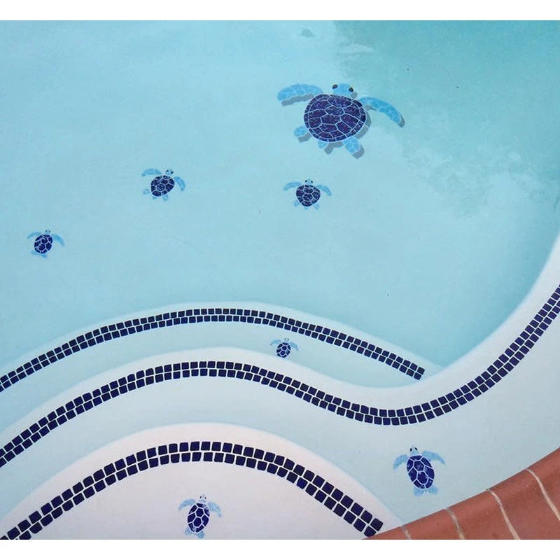 Blue Water Pool Mosaics Turtle Group Ceramic Swimming Pool Mosaic Green/Brown - Image 2