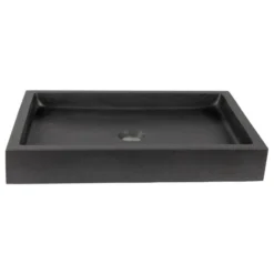 Eden Bath - Vessel Sinks Modern Black Lava Stone Rectangular Bathroom Vessel Sink, 22"x16"