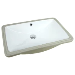 Contempo Living Rectangle Undermount Large Ceramic Lavatory Vanity Bathroom Sink Pure White, 24