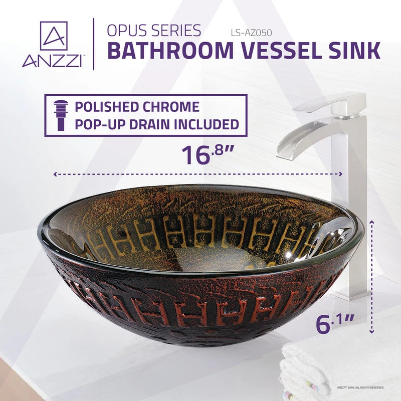 ANZZI Opus Series Deco-Glass Vessel Sink - Image 5