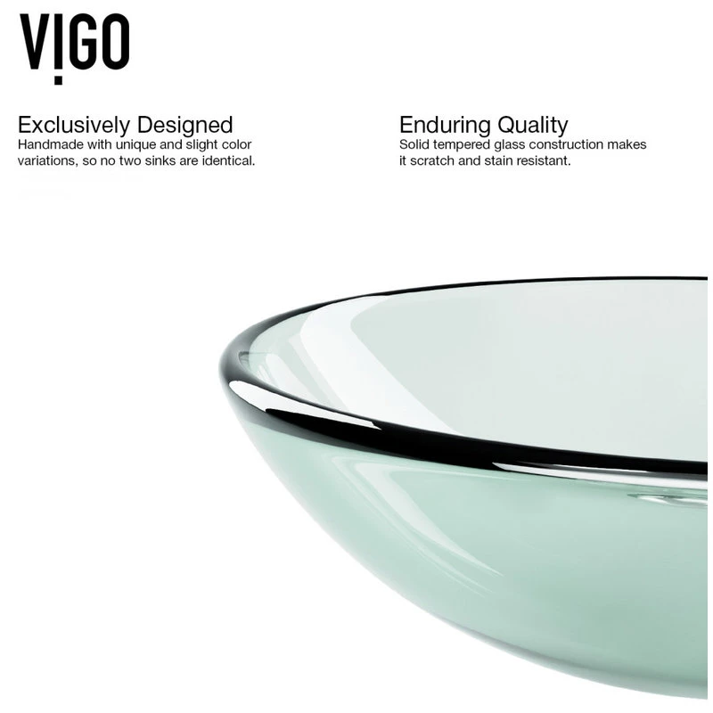 VIGO Crystalline Glass Vessel Bathroom Sink Set With Dior Vessel Faucet - Image 11