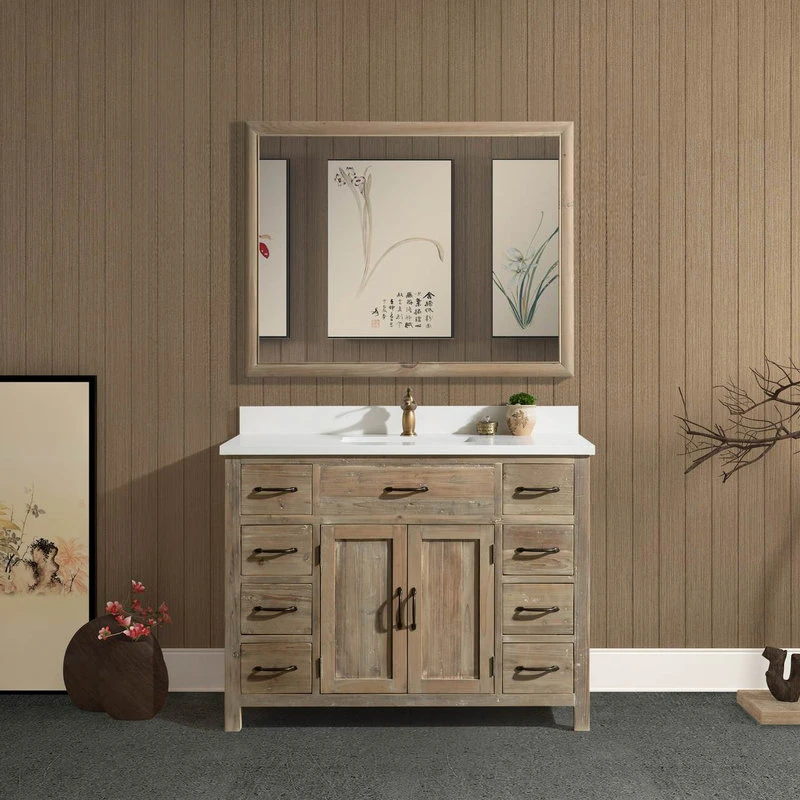 Design Element Bryson 48" Single Bathroom Vanity Cabinet Base Only In Walnut With Top - Image 2