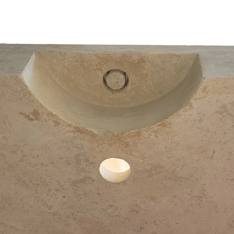 TashMart Rectangular Angled Flow Natural Stone Vessel Sink, Light Travertine - Image 4