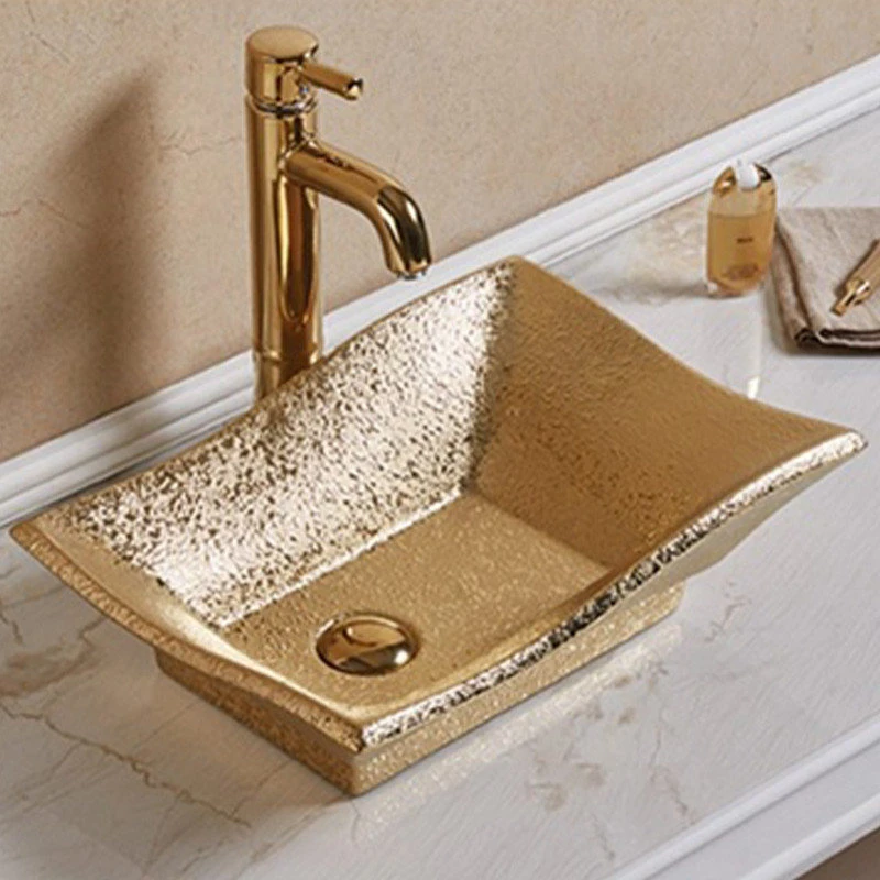 American Imaginations American Imagination 20.08"W Bathroom Vessel Sink, Gold - Image 3