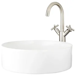 Signature Hardware 948622 Hibiscus 16" Circular Fireclay Vessel - White