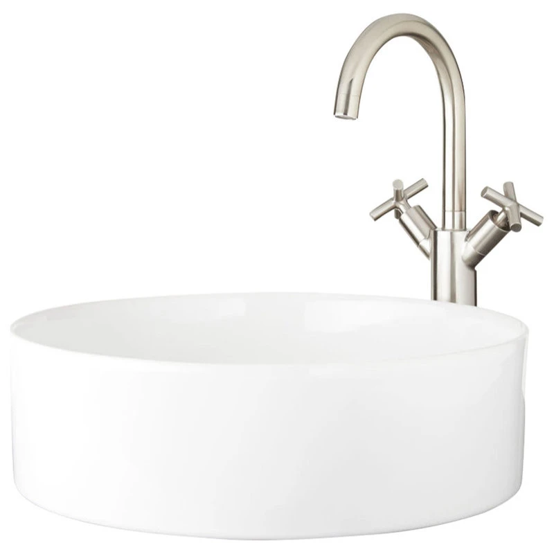 Signature Hardware 948622 Hibiscus 16" Circular Fireclay Vessel - White