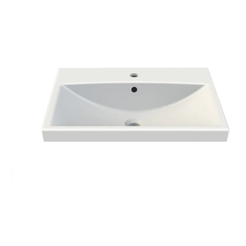 CeraStyle Rectangle White Ceramic Wall Mounted Or Self Rimming Sink, White, One Hole