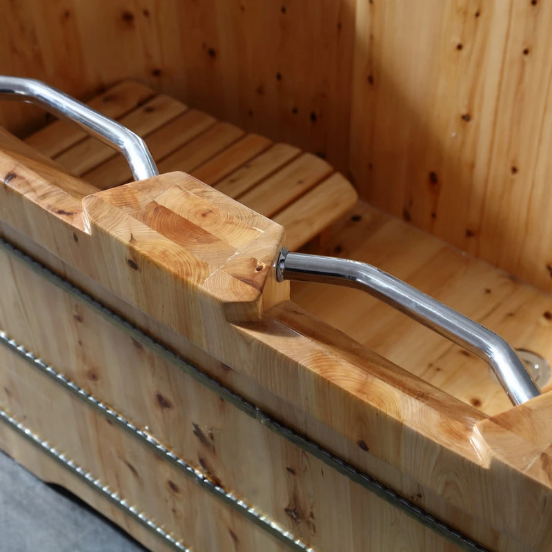 Alfi Trade Inc Alfi Brand 65" 2 Person Free Standing Wooden Bathtub With Fixtures & Headrests - Image 5