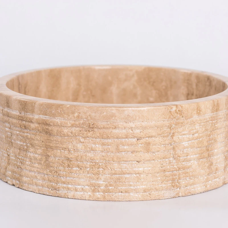 Laguna Marble Natural Stone Vessel Bathroom Sink, Brushed Blizz Travertine - Image 5