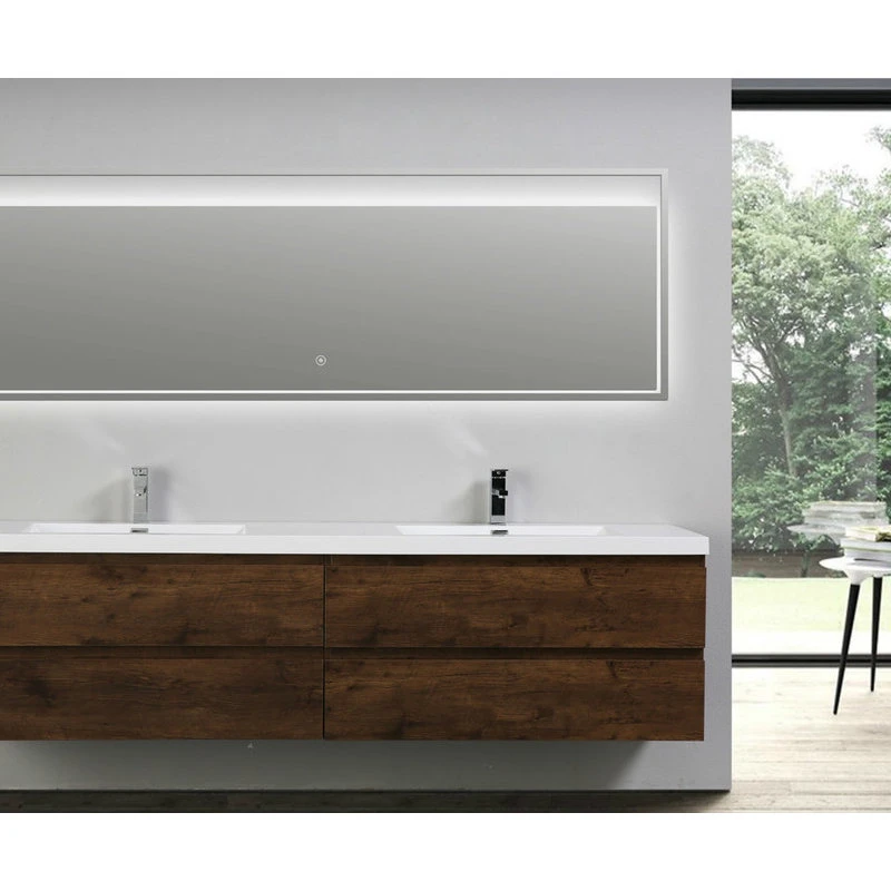 Bathroom Vanity Wholesale INC. MOB 84" Wall-Mounted Double Bathroom Vanity In Rosewood - Image 3