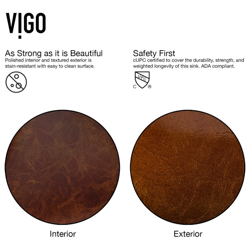 VIGO 18" Rectangular Russet Glass Vessel Bathroom Sink - Image 5