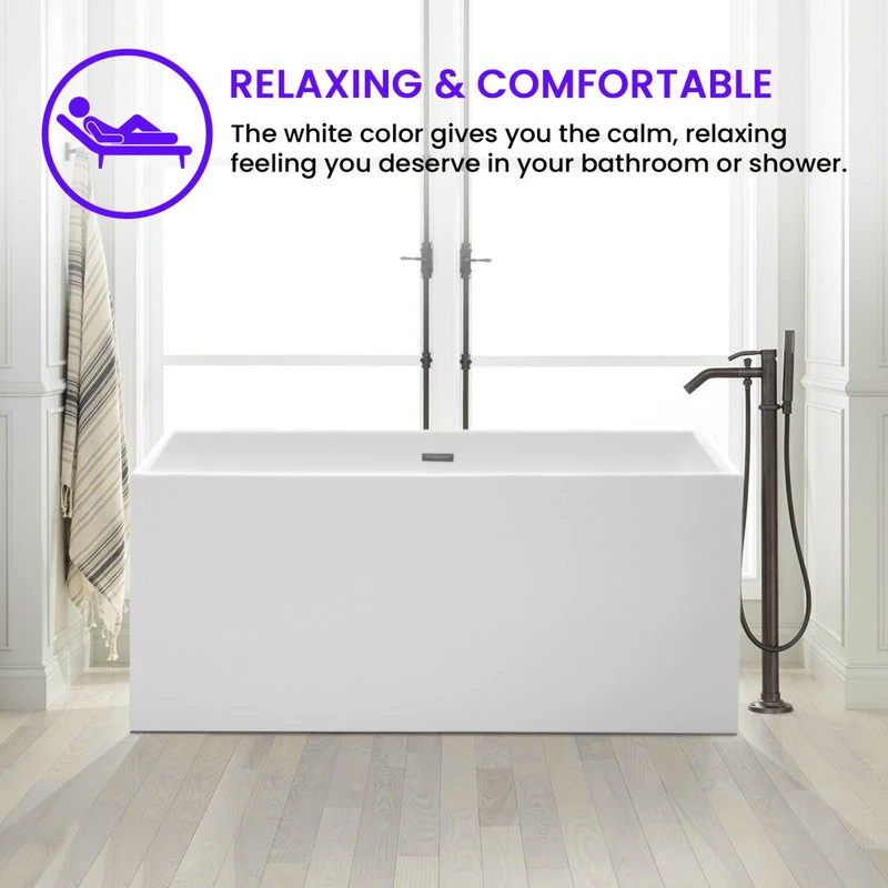 Vanity Art LLC Vanity Art 59" Freestanding Acrylic Bathtub - Image 7