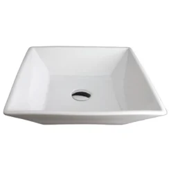 Fontaine By Italia White Square Porcelain Vessel Bathroom Sink