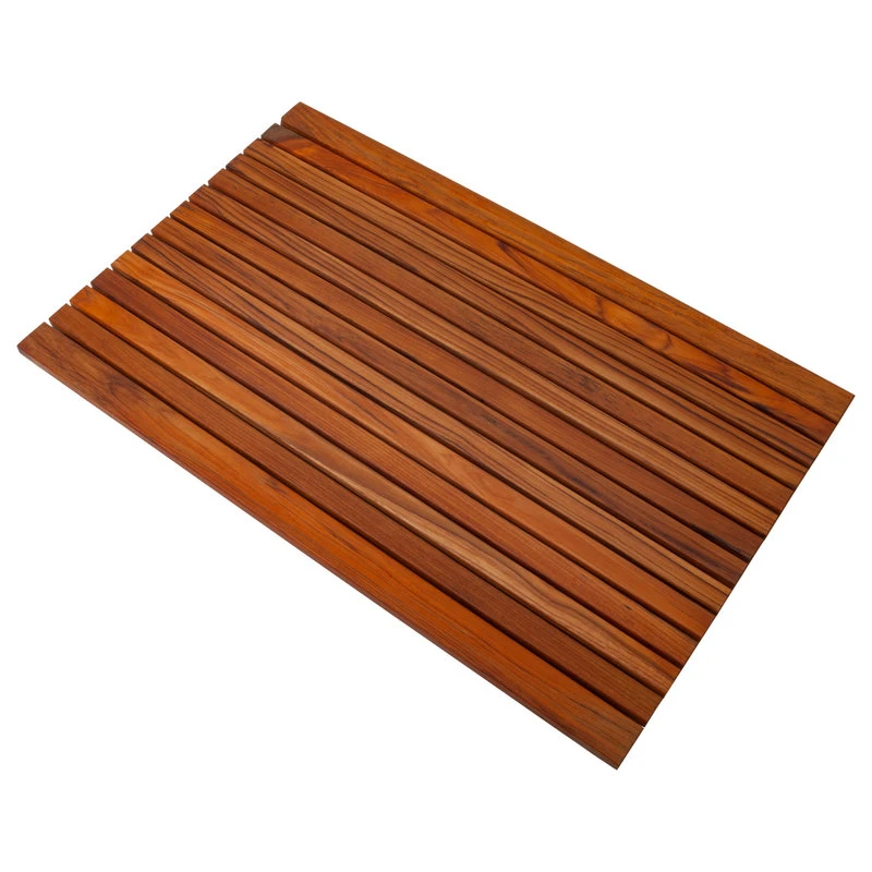 Nordic Style Teak Shower And Bath Mat 31.4"x19.6", Wide End Slat - Image 2