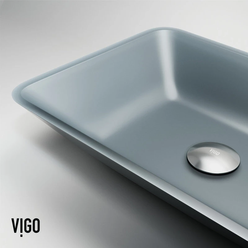 VIGO Blue Sottile MatteShell Vessel Bathroom Sink With Gotham Bathroom Faucet - Image 8