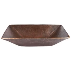 Premier Copper Products 17" Modern Rectangle Hand Forged Old World Copper Vessel Sink