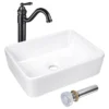 Aquaterior 19"x15"x5" Ceramic Vessel Sink With Single-hole Faucet Bathroom