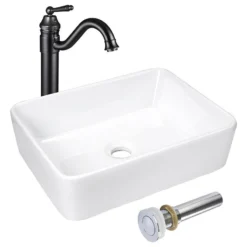 Aquaterior 19"x15"x5" Ceramic Vessel Sink With Single-hole Faucet Bathroom