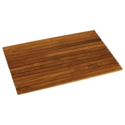 Cortesi Home Cosi Wood Spa String Mat, Solid Teak Wood And Oiled Finish