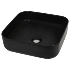 Vida XL International B.V. VidaXL Basin Modern Ceramic Square Black 15" Home Wash Vanity Vessel Sink