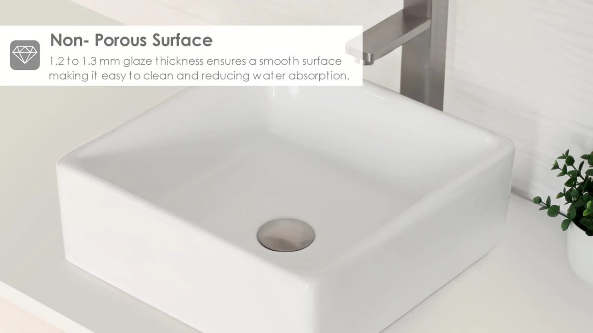 STYLISH 15" White Square Ceramic Vessel Bathroom Sink - Image 2