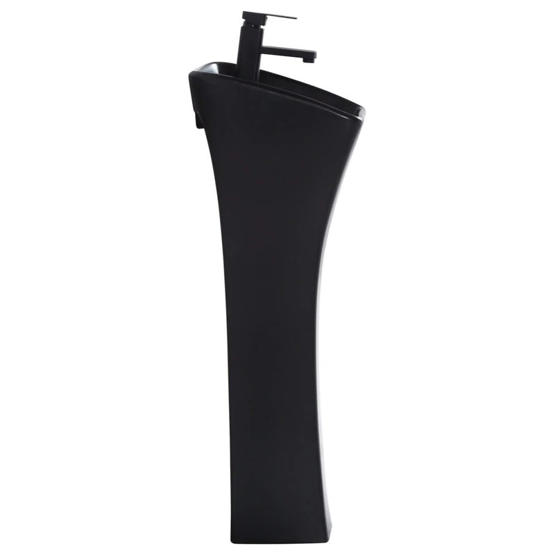 Fine Fixtures Vitreous China 12" Pedestal Bathroom Sink With Overflow, Black - Image 4