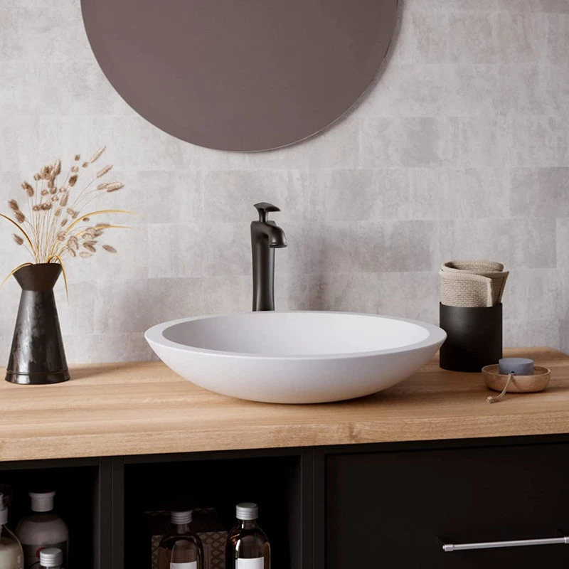 Decor Love Modern Bathroom Vessel Sink, Above Counter Design With Round Shape, White - Image 4
