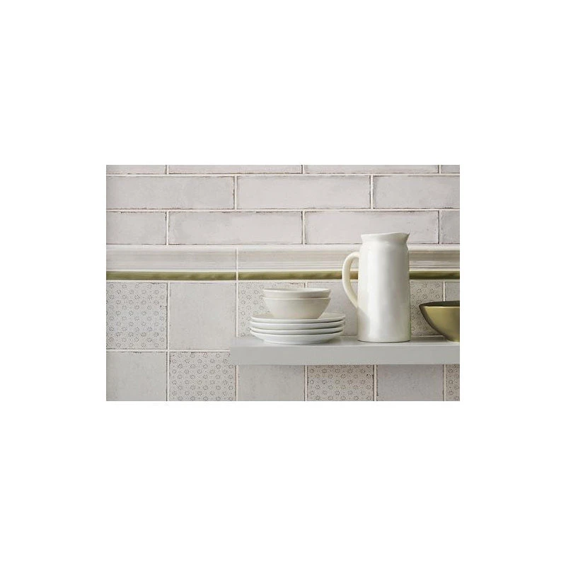 The Tile Shop Annie Selke Artisanal White Moldura Ceramic Wall Trim Tile - Image 2