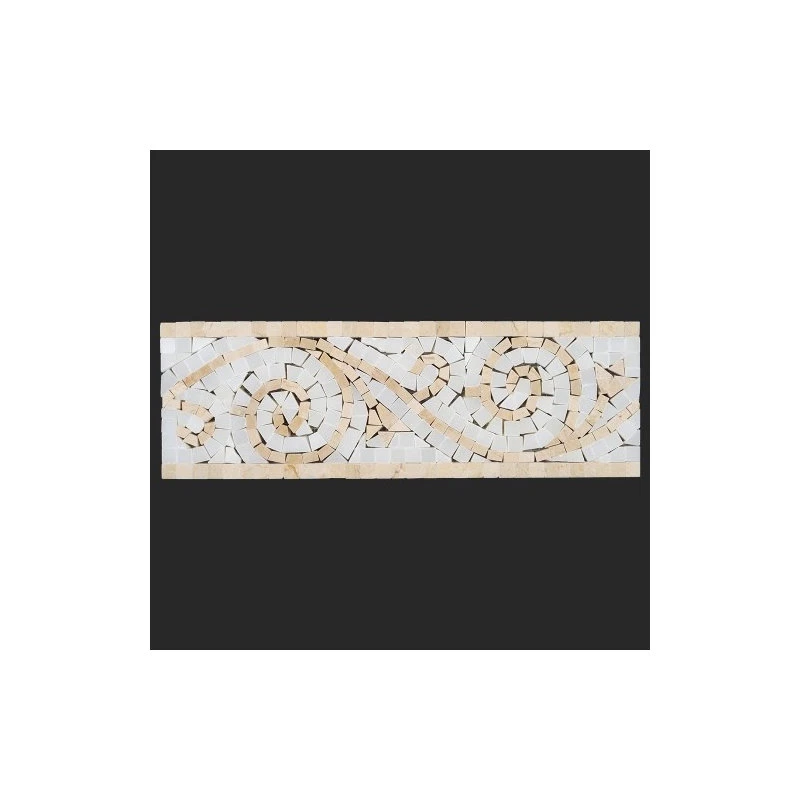 All Marble Tiles Crema Marfil & Thassos Marble Art Border Polished 4x12 - Image 2