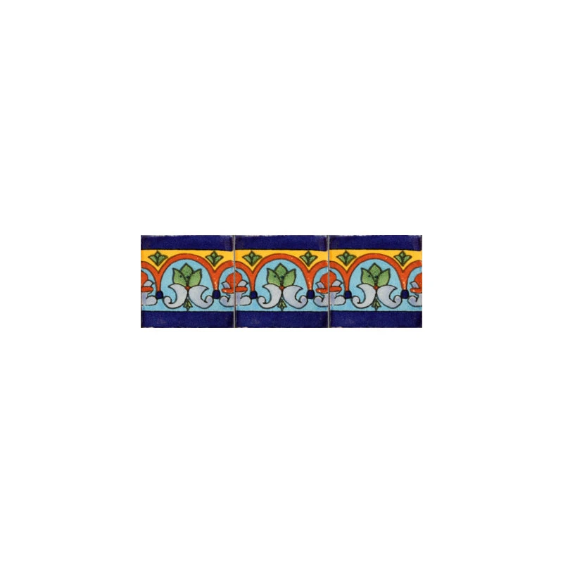 Fine Crafts & Imports 2x2 36 Pcs Aqua Border Talavera Mexican Tile - Image 2