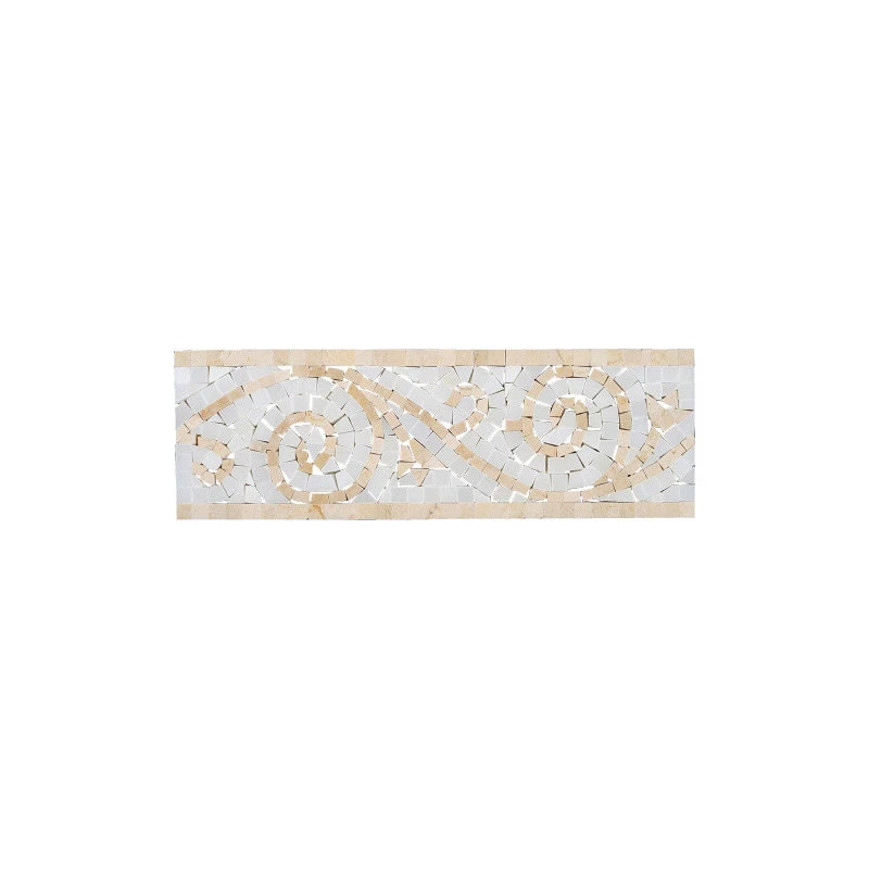 All Marble Tiles Crema Marfil & Thassos Marble Art Border Polished 4x12