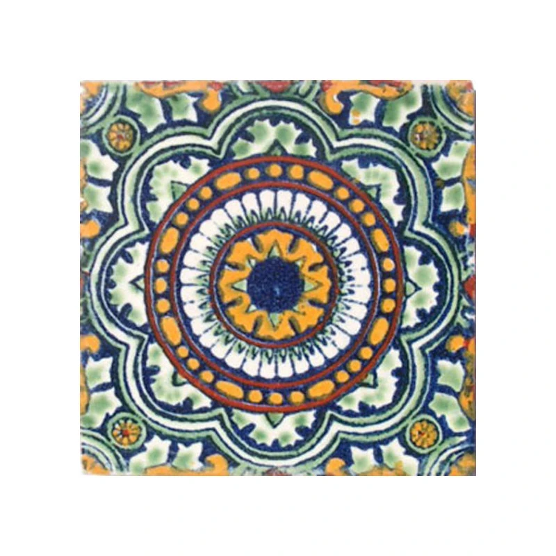 Mexican Decorative Accessories 4"x4" Mexican Ceramic Handmade Tile #C035