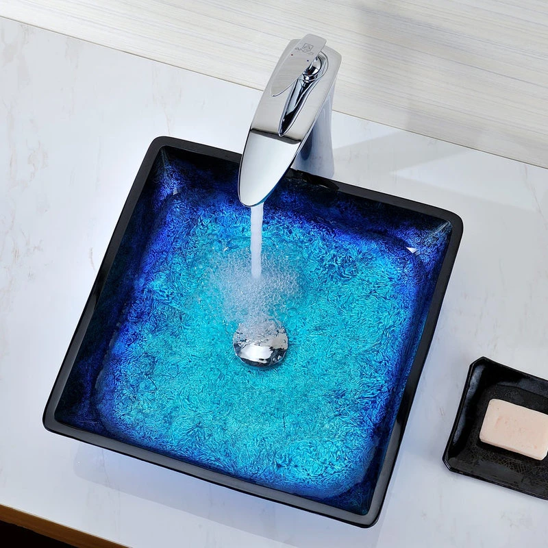 SpaWorld Corp ANZZI Kuku Glass Vessel Sink, Blazing Blue - Image 2