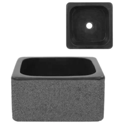 Vida XL International B.V. VidaXL Sink 11.8"x11.8"x5.9" Riverstone Black Sink Bowl Natural Stone Basin