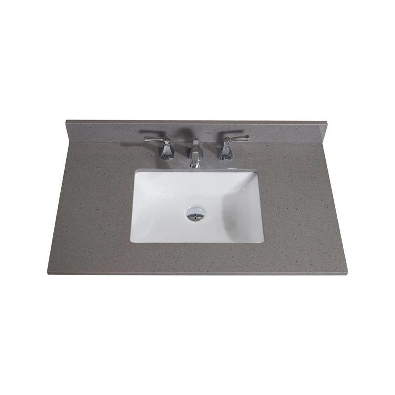 Altair 37 In. Composite Stone Vanity Top In Mountain Gray With White Basin