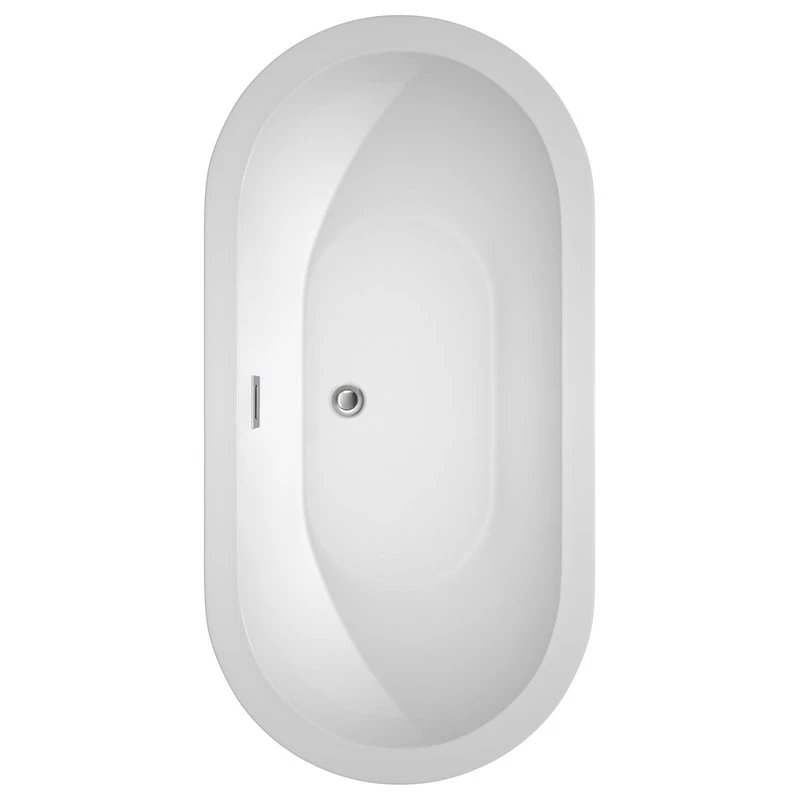 Wyndham Collection Soho 60" Freestanding White Bathtub, Polished Chrome Drain And Overflow Trim - Image 3