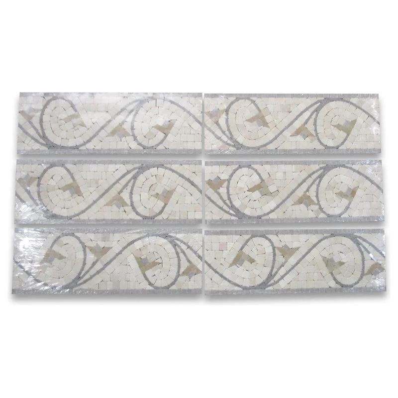 Stone Center Online Marble Mosaic Border Listello Insert Tile Agean Sienna 5x14.5 Tumbled, 1 Piece - Image 2